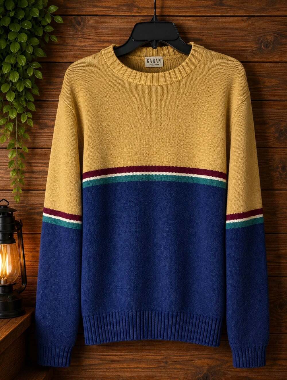 Garan Vintage Color Block Crew Neck Sweater